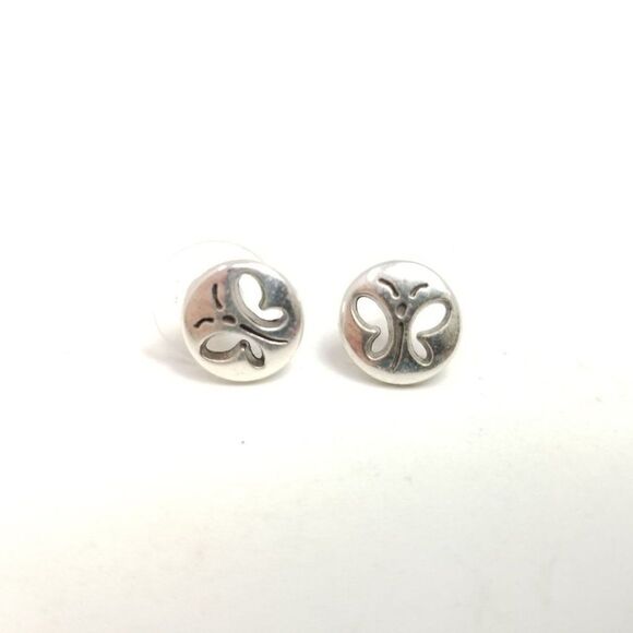 Vintage Little Butterfly Cut Out Design Stud Earrings, Cute Minimal Estate - Picture 2 of 6